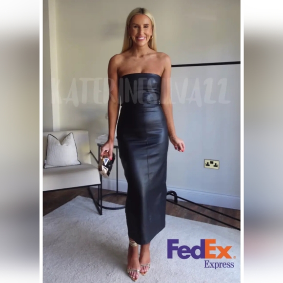 Zara Strapless Faux Leather Midi Dress - Picture 8 of 14